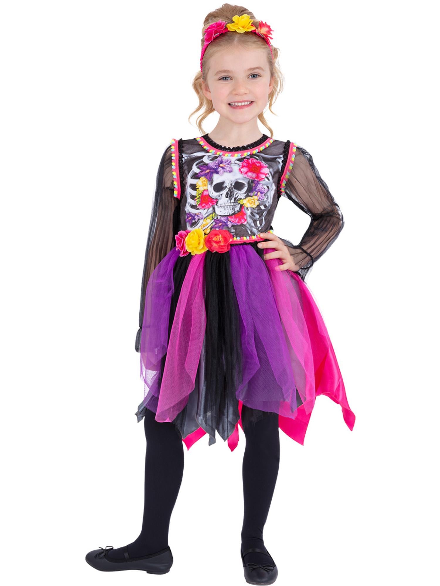 smiffys-fever-day-of-the-dead-kost-m-m-dchen-schwarz-pink-l image 1