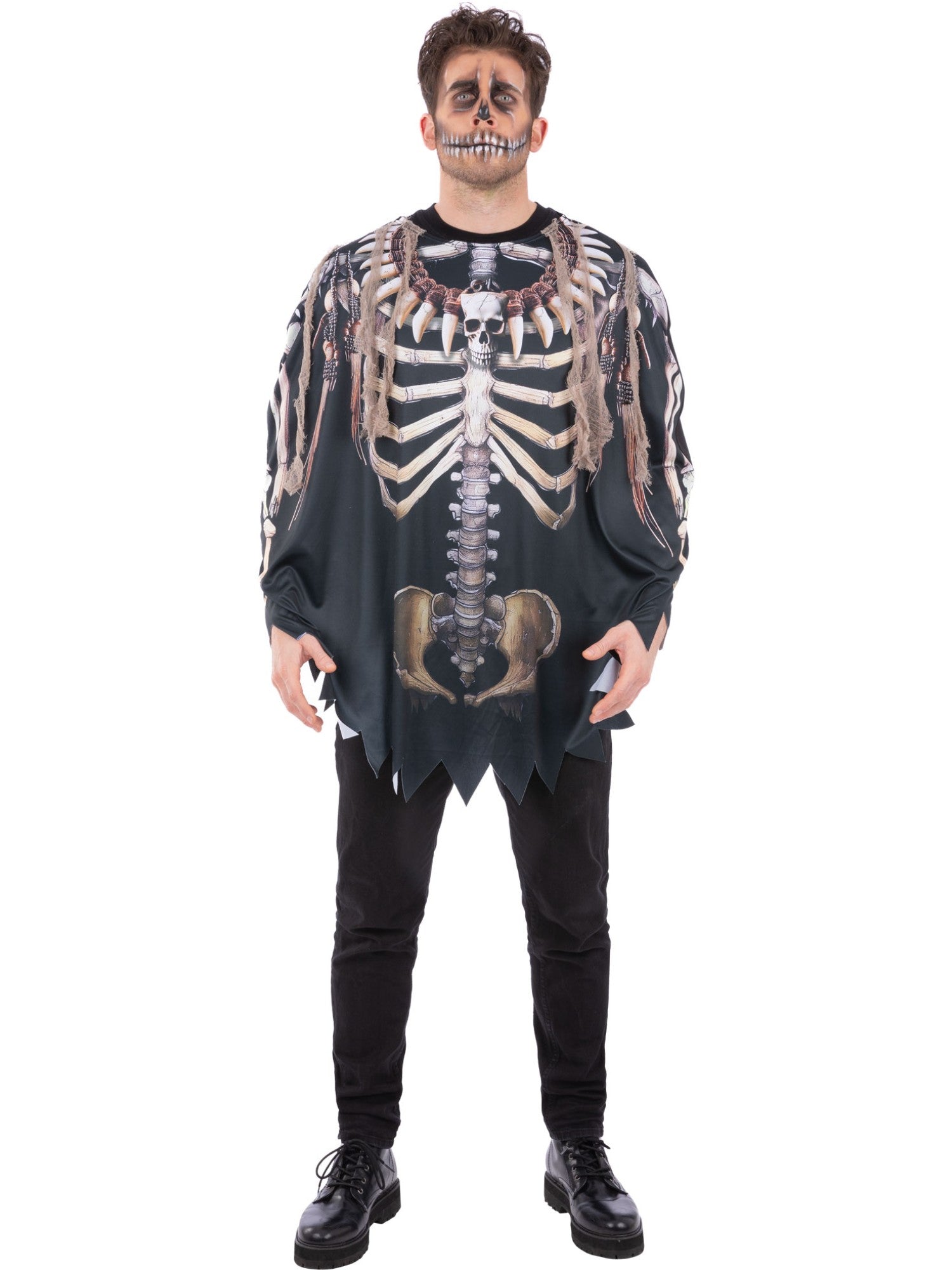 smiffys-fever-voodoo-poncho-kost-m-skelett-schwarz image 3