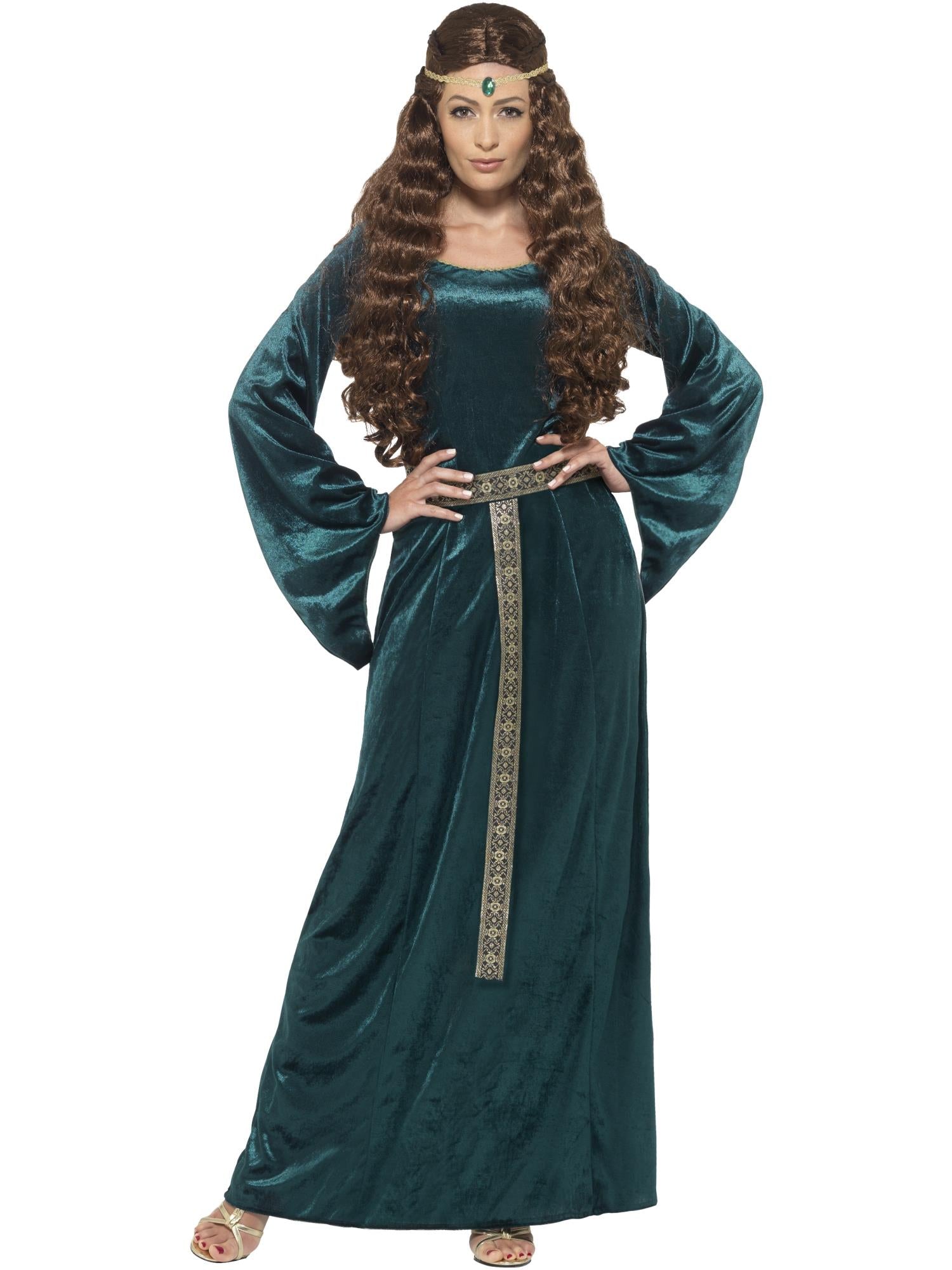 smiffys-fever-medieval-maid-kost-m-gr-n-m-samtkleid image 1