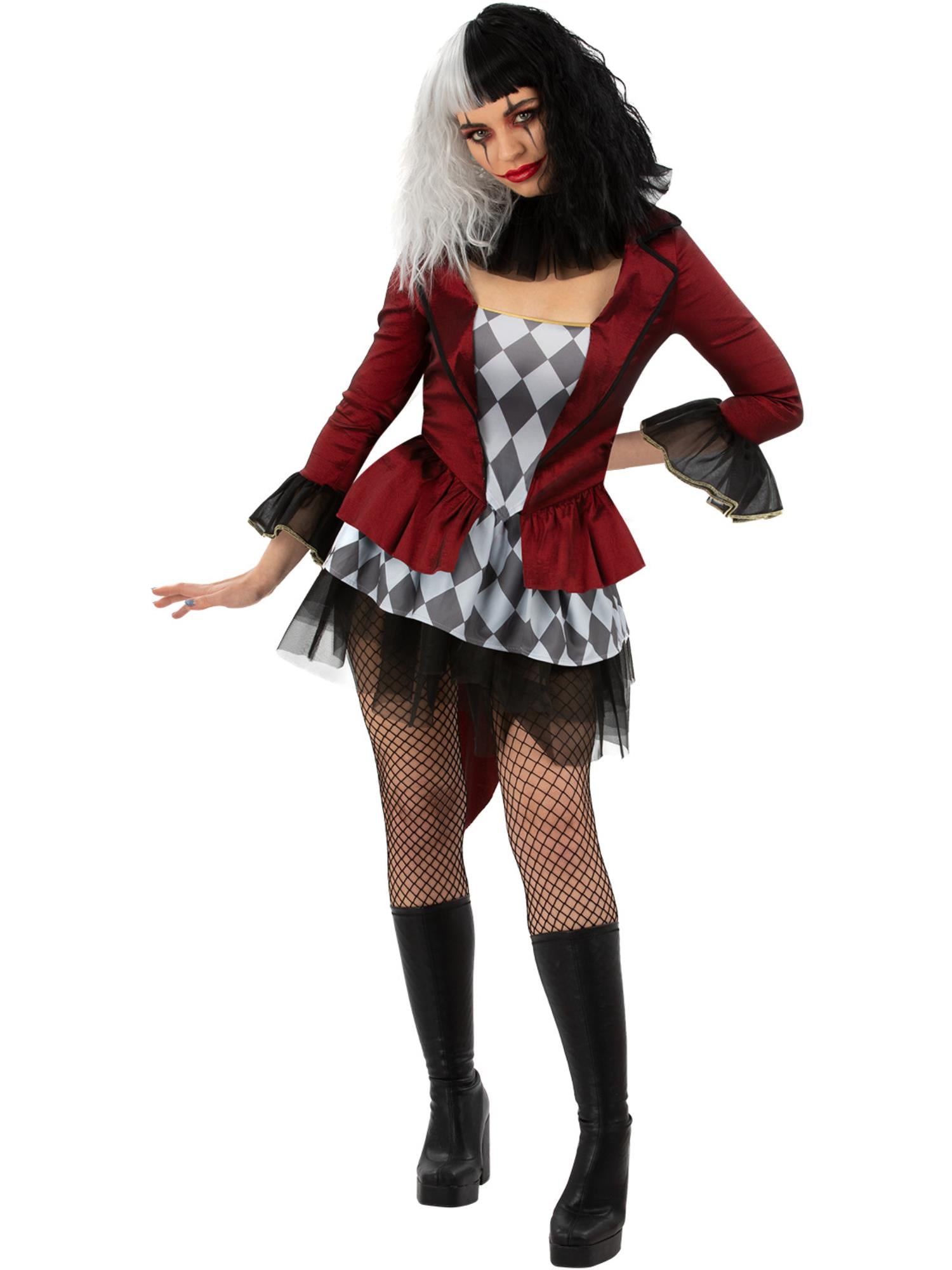 smiffys-fever-evil-jester-kost-m-damen-m-rot-schwarz image 2