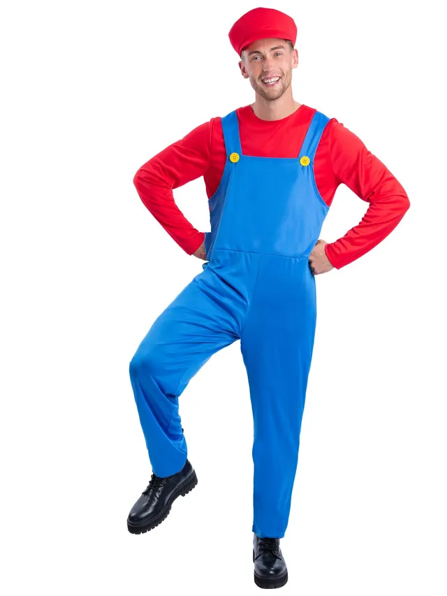 smiffys-fever-red-plumber-kost-m-rotblau-m-unisex image 1