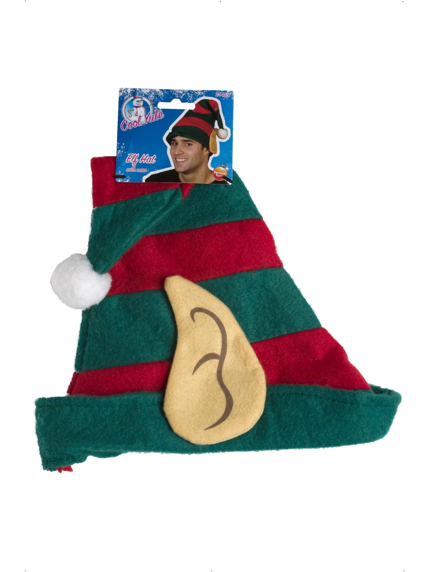 smiffys-fever-elf-hat-m-tze-rot-gr-n-mit-ohren image 2