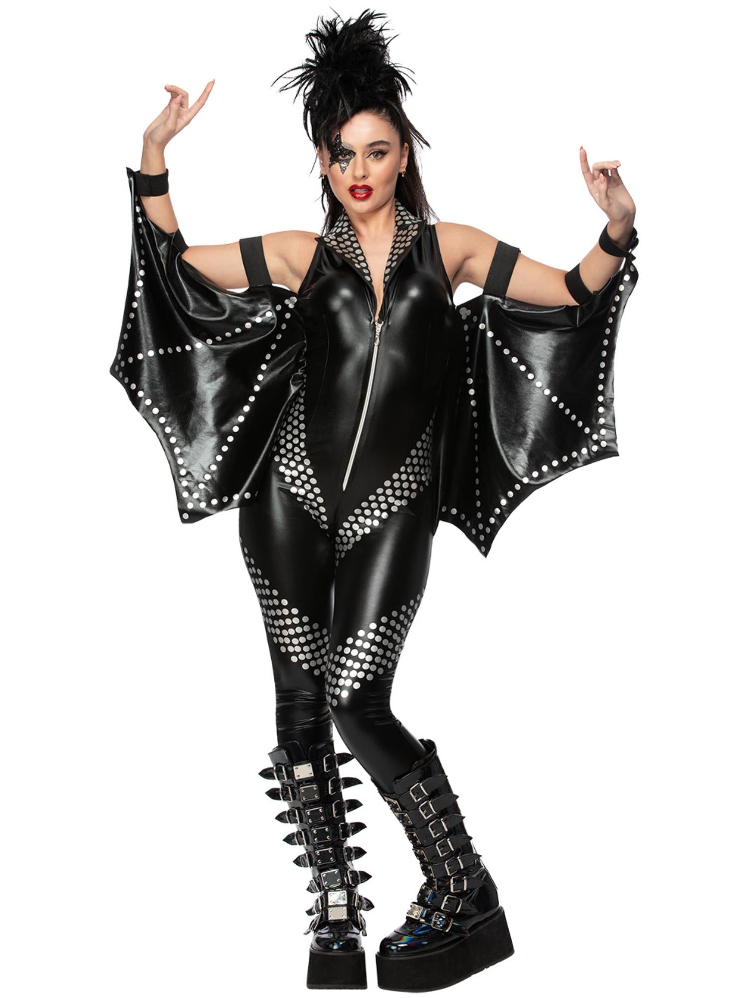 fever-rockstar-jumpsuit-schwarz-silber-damen-80er-kost-m image 1