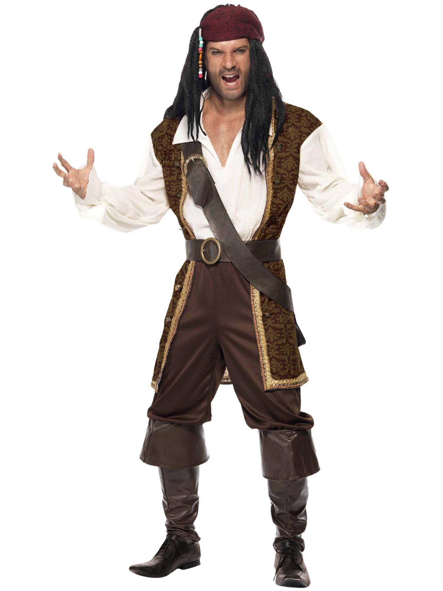 smiffys-fever-high-seas-pirate-piratenkost-m-braun-m image 4
