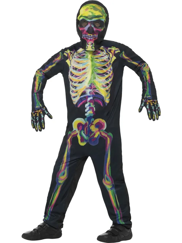 smiffys-fever-skelett-kost-m-bunt-l-10-12-mit-maske image 1