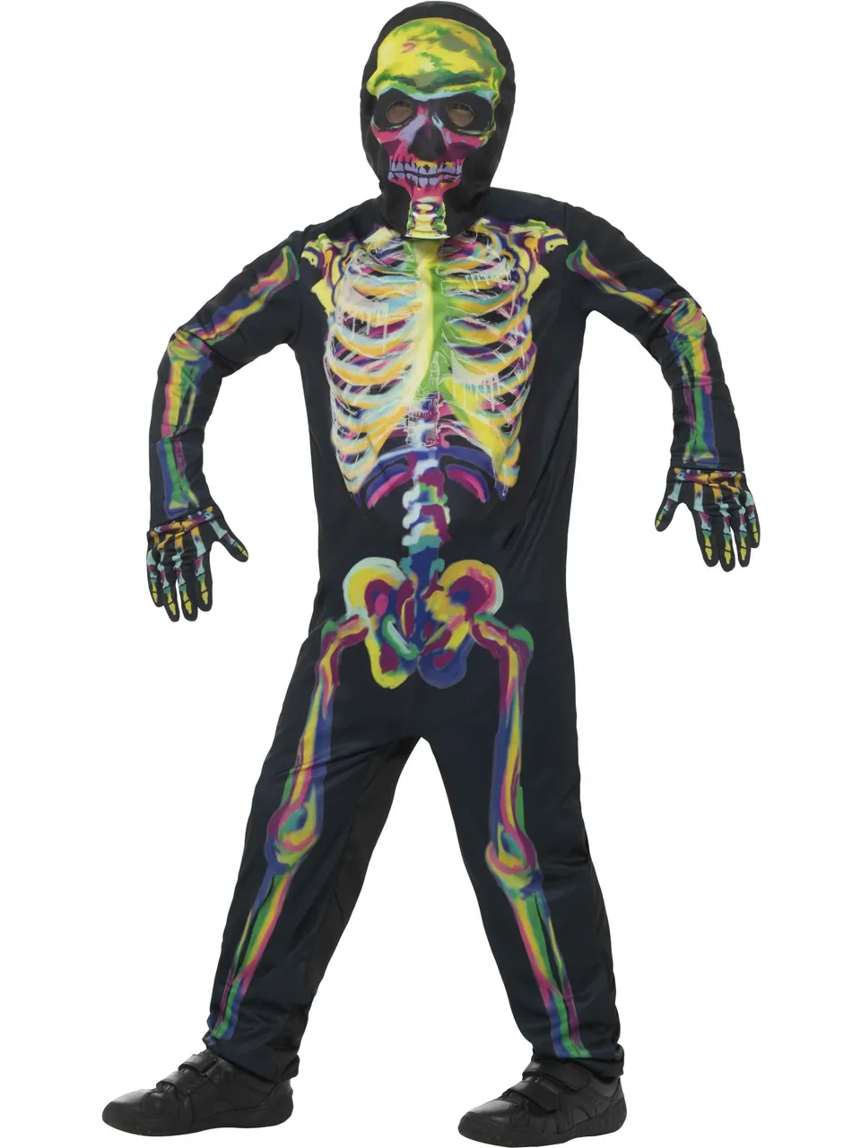 smiffys-fever-skelett-kost-m-bunt-l-10-12-mit-maske image 1