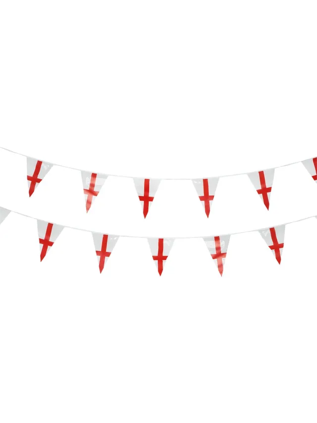 smiffys-fever-england-wimpelkette-10m-kunststoff-wei-rot image 1