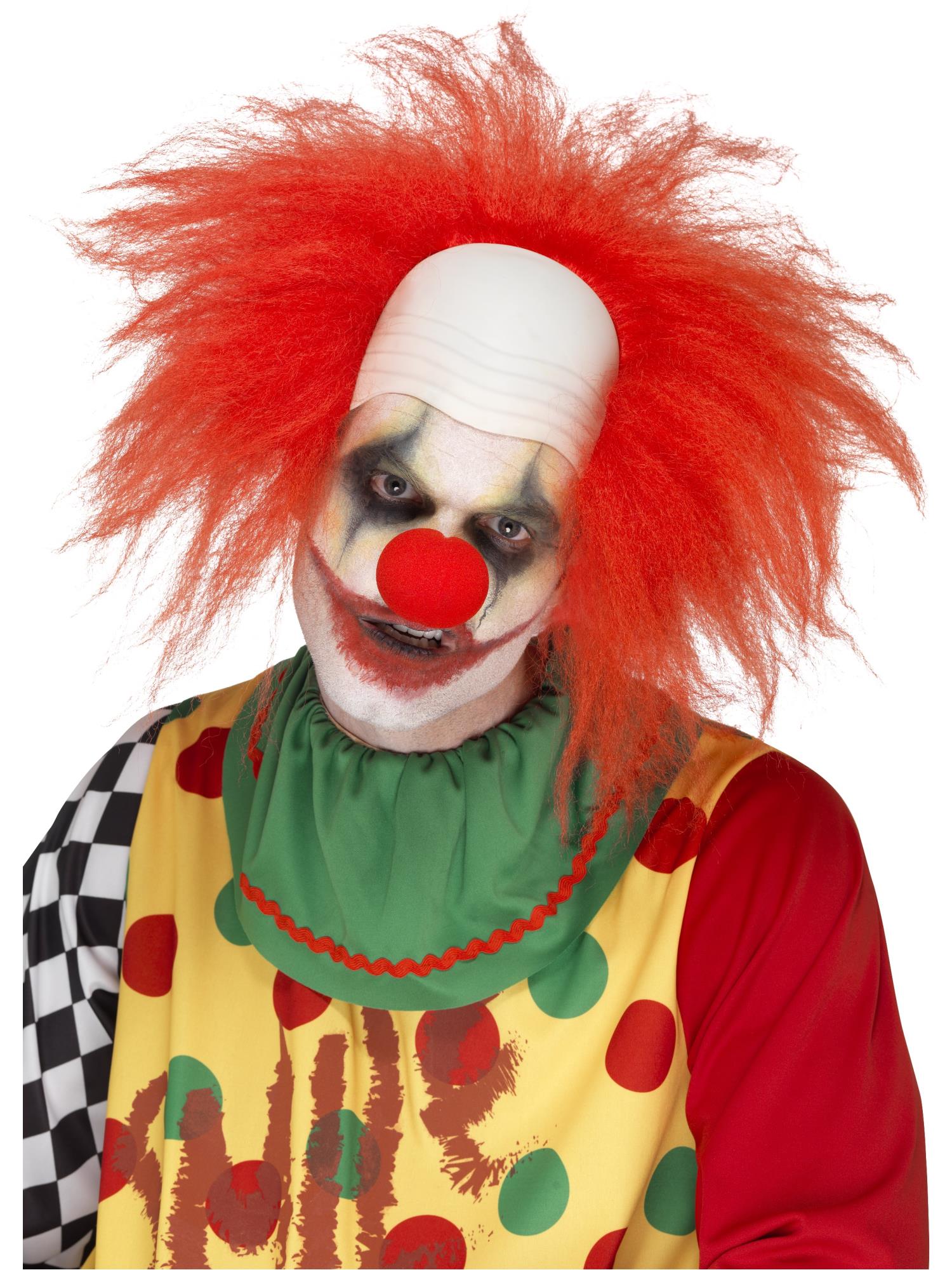 smiffys-fever-clown-wig-deluxe-per-cke-rot-wei-glatze image 1
