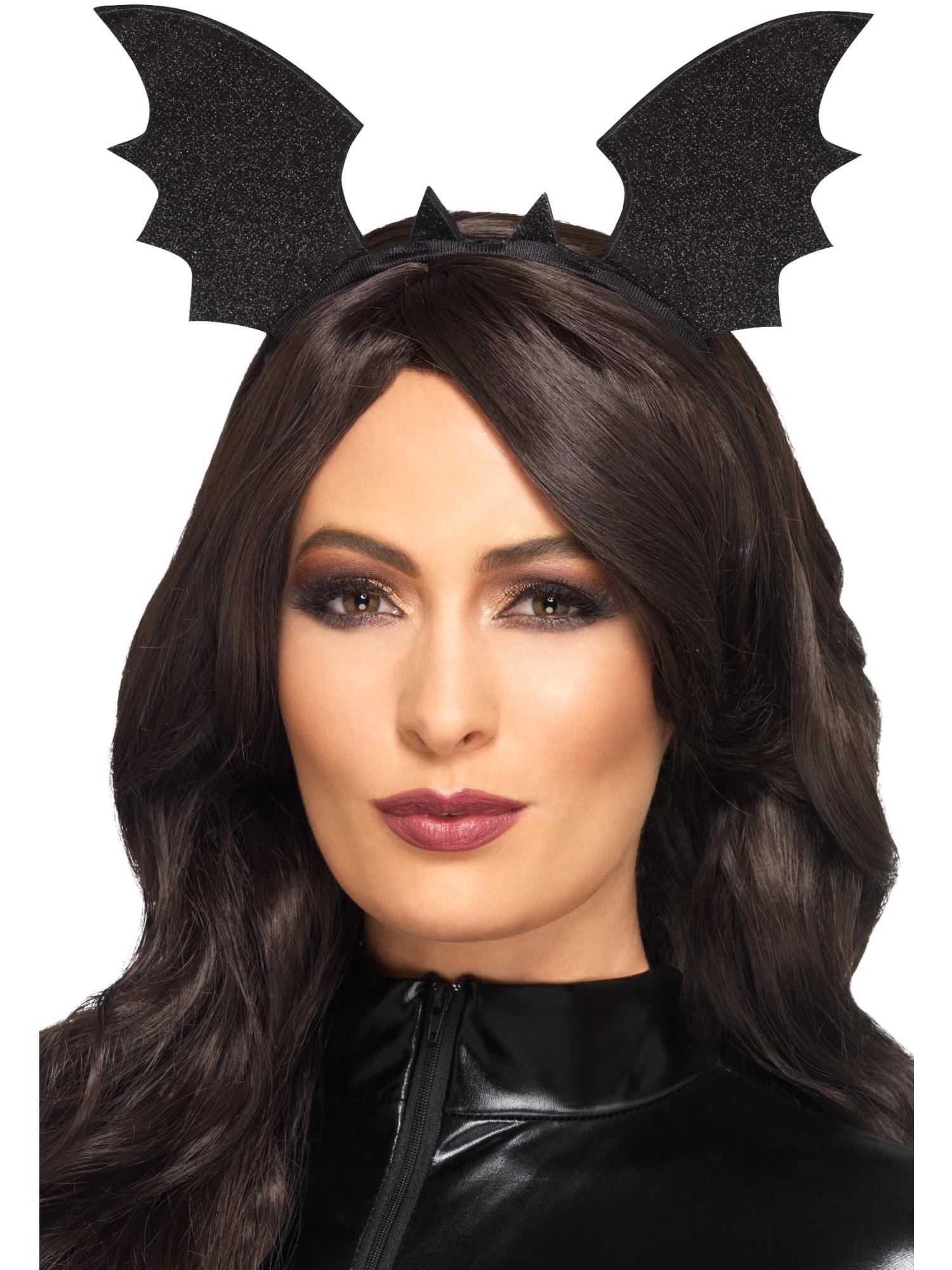 smiffys-fever-fledermaus-haarreif-schwarz-glitzer image 1