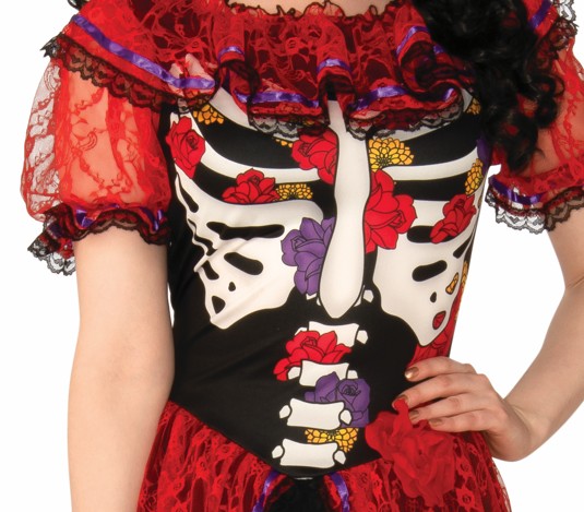 rubies-dia-de-los-muertos-kost-m-damen-rot-lang-spitze image 3