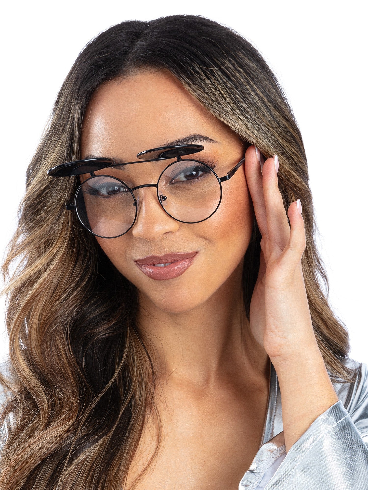 smiffys-fever-flip-up-brille-rund-metallic-blau image 2