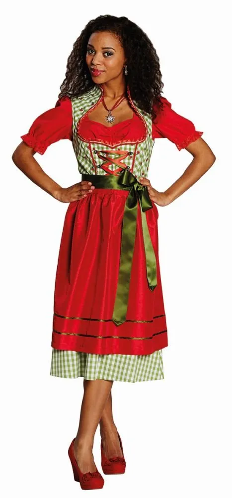 rubie-s-deluxe-dirndl-gr-38-gr-n-rot-kariert-mit-bluse image 1