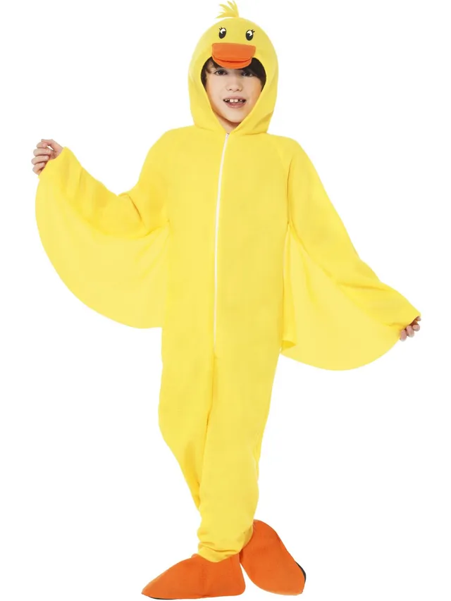 smiffys-fever-entenkost-m-kinder-gelb-overall-mit-kapuze image 1