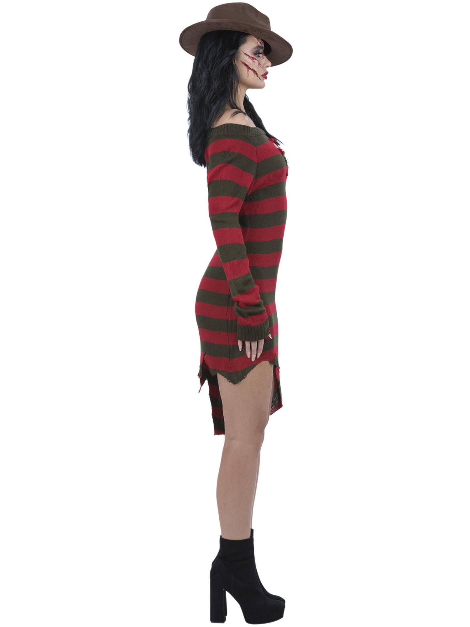 smiffys-fever-freddy-krueger-kost-m-damenkleid-rot-gr-n image 3