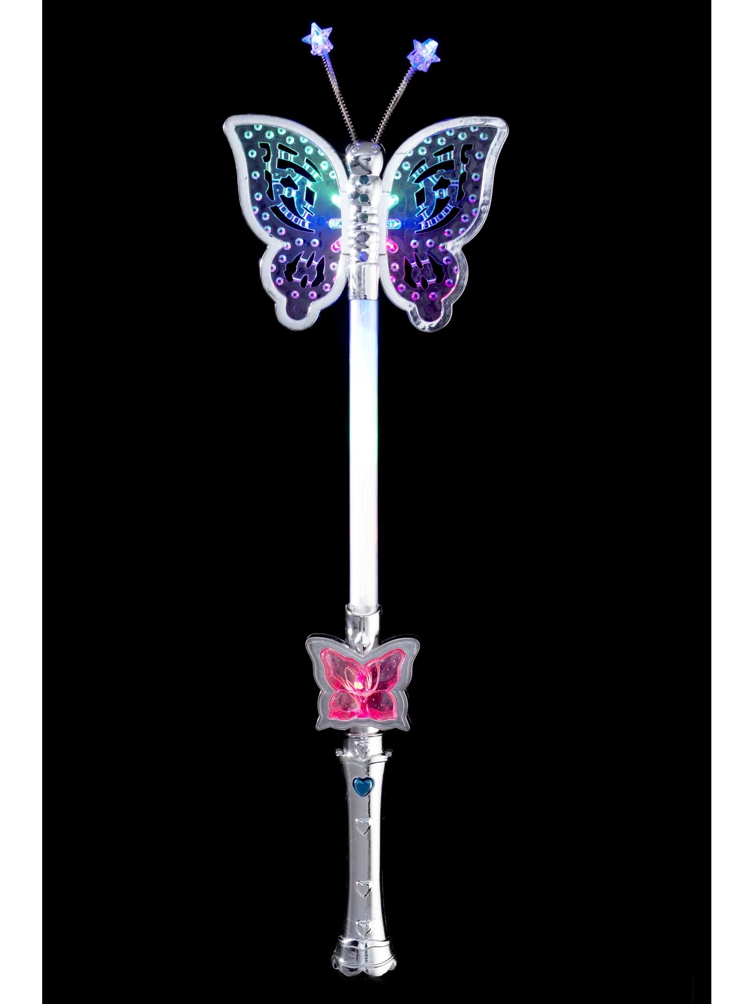 smiffys-time4fun-schmetterling-zauberstab-silber-led-40cm image 1