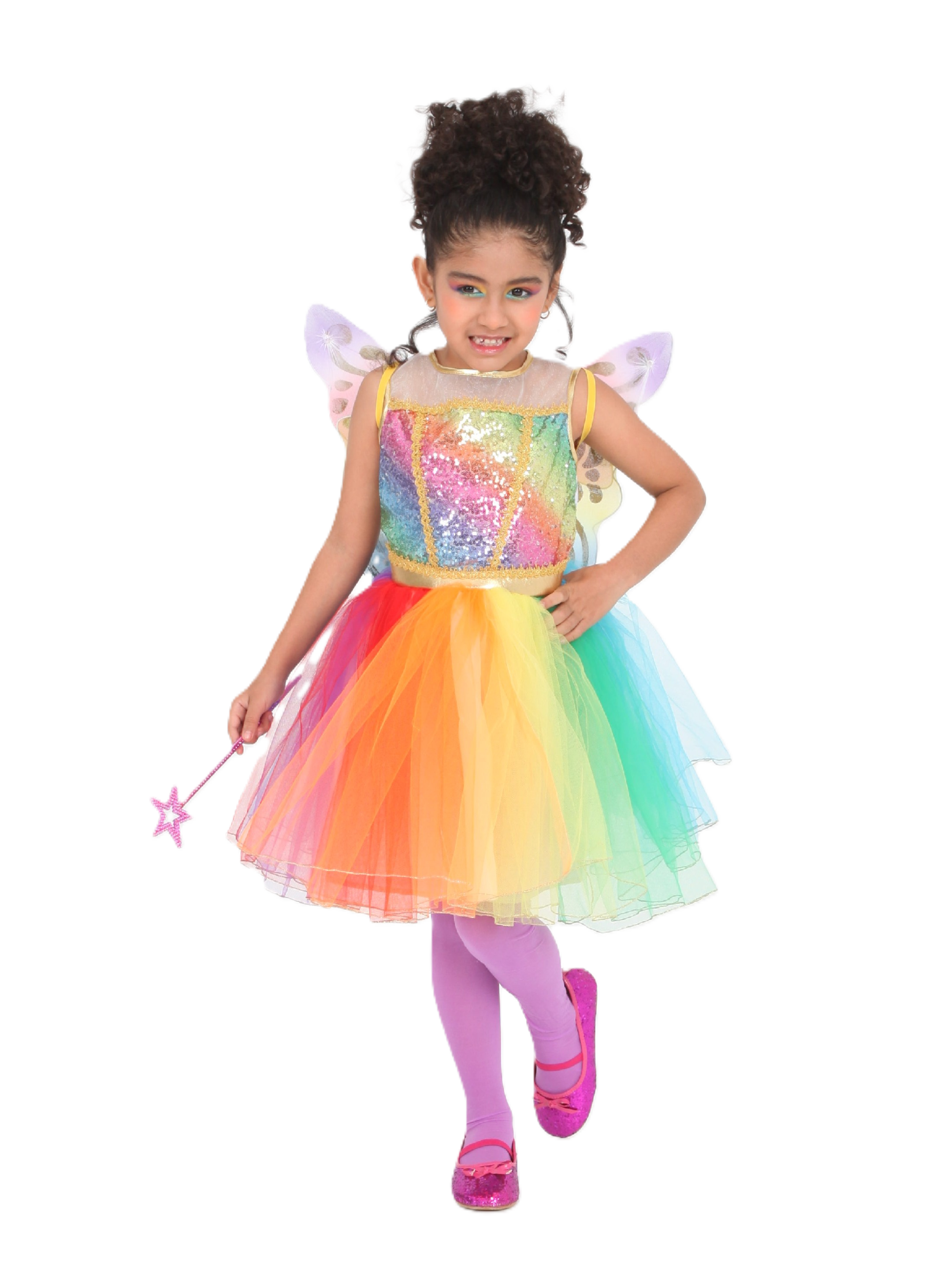 rubies-d-guisements-regenbogen-feenkleid-5-7-jahre-mit-fl-geln image 1