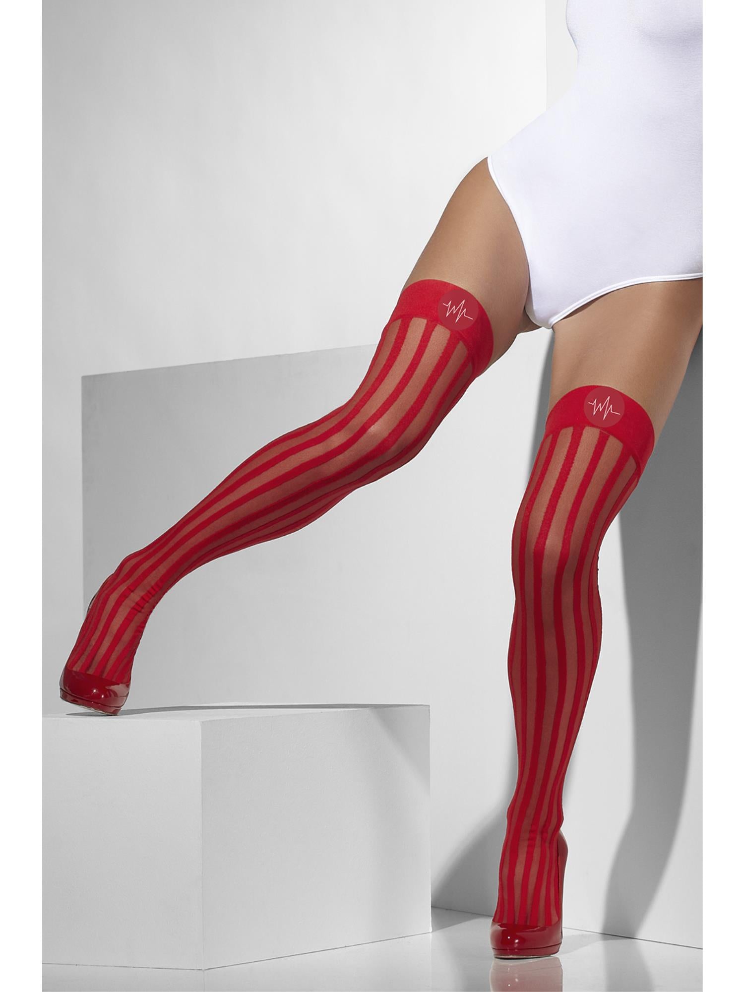 fever-sheer-hold-ups-halterstr-mpfe-rot-mit-streifen image 3