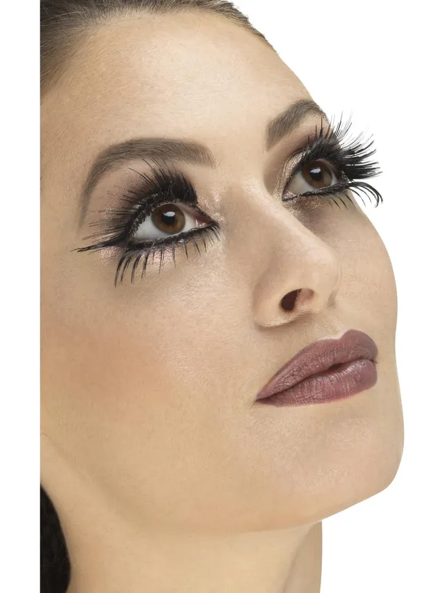 smiffys-fever-wimpern-schwarz-wings-oben-unten-set-mit-kleber image 1