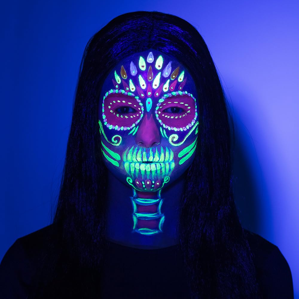 boland-neon-uv-leuchtender-totenkopf-schminkset-uv image 2