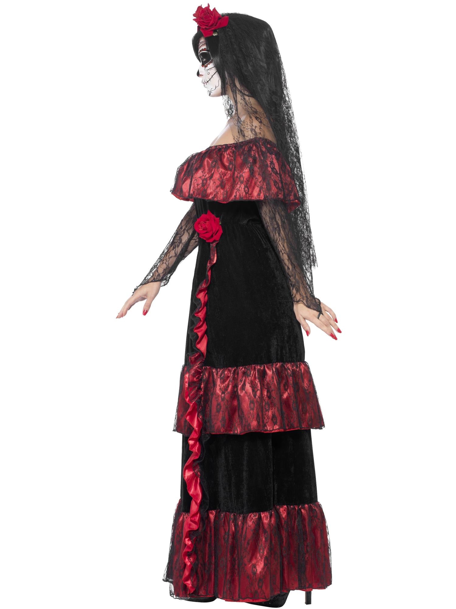 smiffys-fever-day-of-the-dead-braut-damenkost-m-m-schwarz-rot image 3