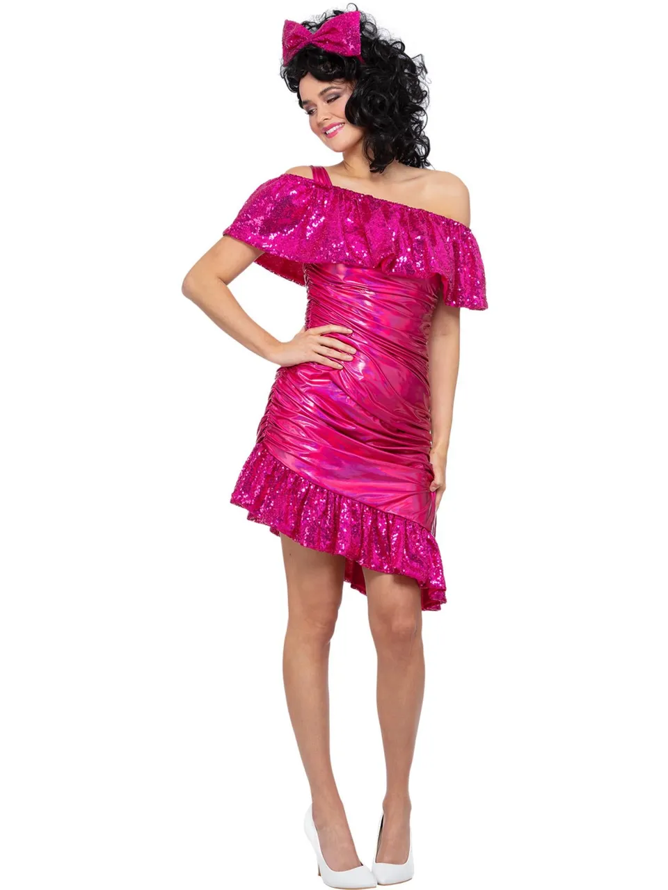 smiffys-fever-80s-sparkle-cocktail-kleid-kost-m-pink-damen image 1
