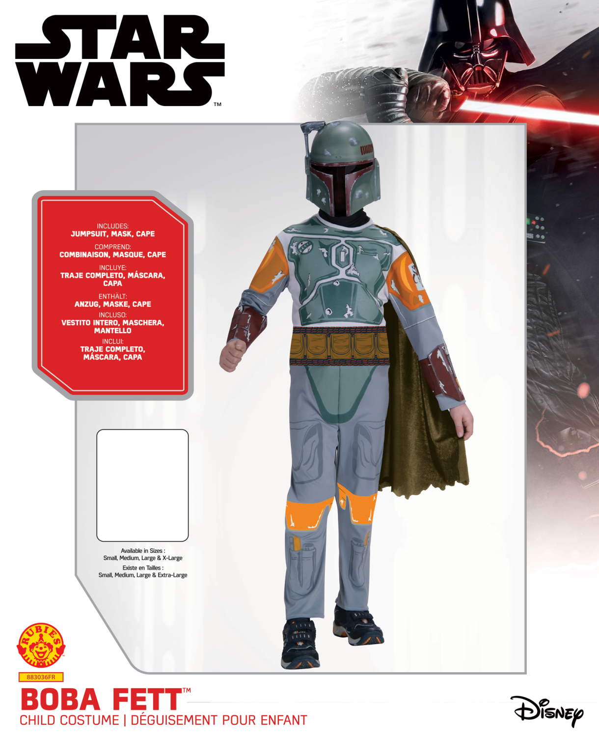 rubies-boba-fett-classic-kinderkost-m-mit-maske-und-cape image 2