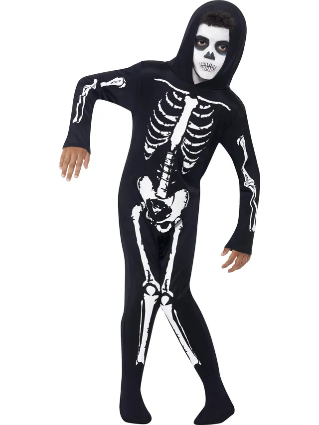 smiffys-fever-skeleton-kinder-kost-m-schwarz-overall-4-12-jahre image 1