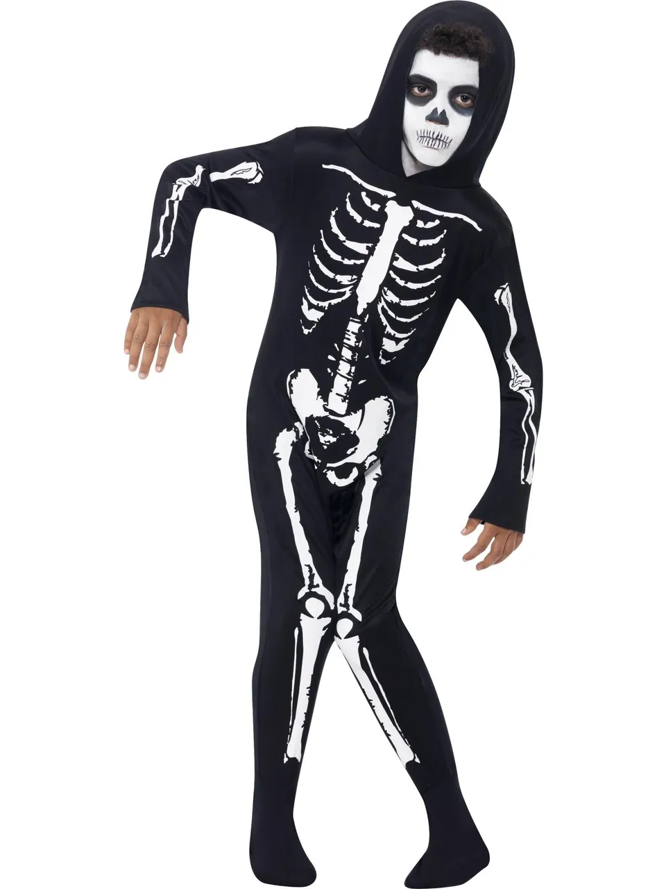smiffys-fever-skeleton-kinder-kost-m-schwarz-overall-4-12-jahre image 1