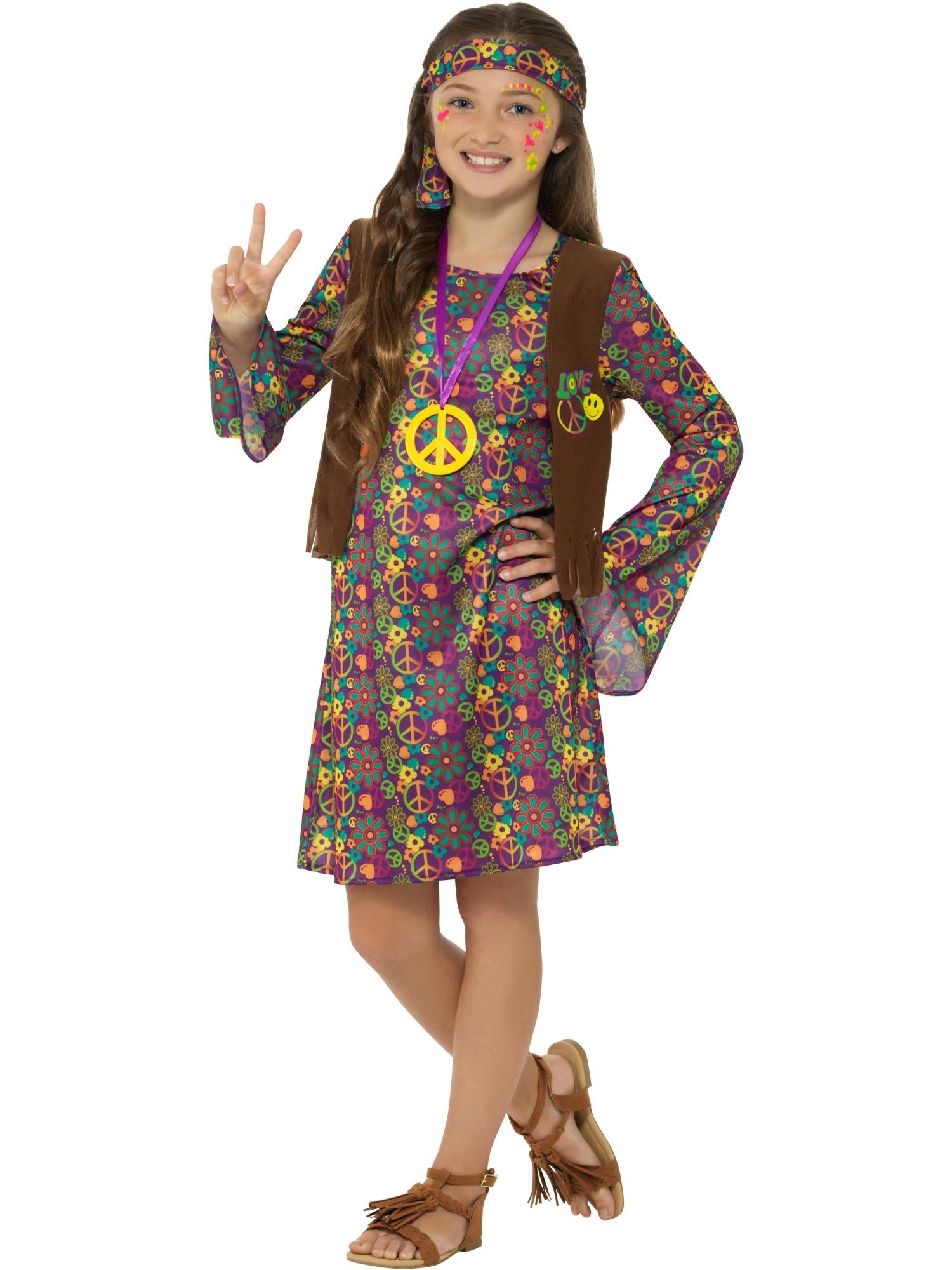 smiffys-fever-hippie-kost-m-m-dchen-bunt-gr-s-4-6-jahre image 1