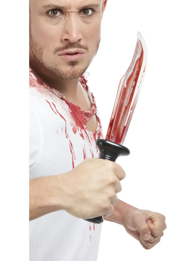 smiffys-fever-bleeding-knife-spielzeugmesser-blutig-rot-schwarz image 1