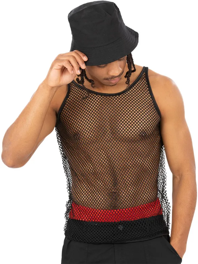 smiffys-fever-90s-string-vest-netzhemd-schwarz-90er-retro-top image 1
