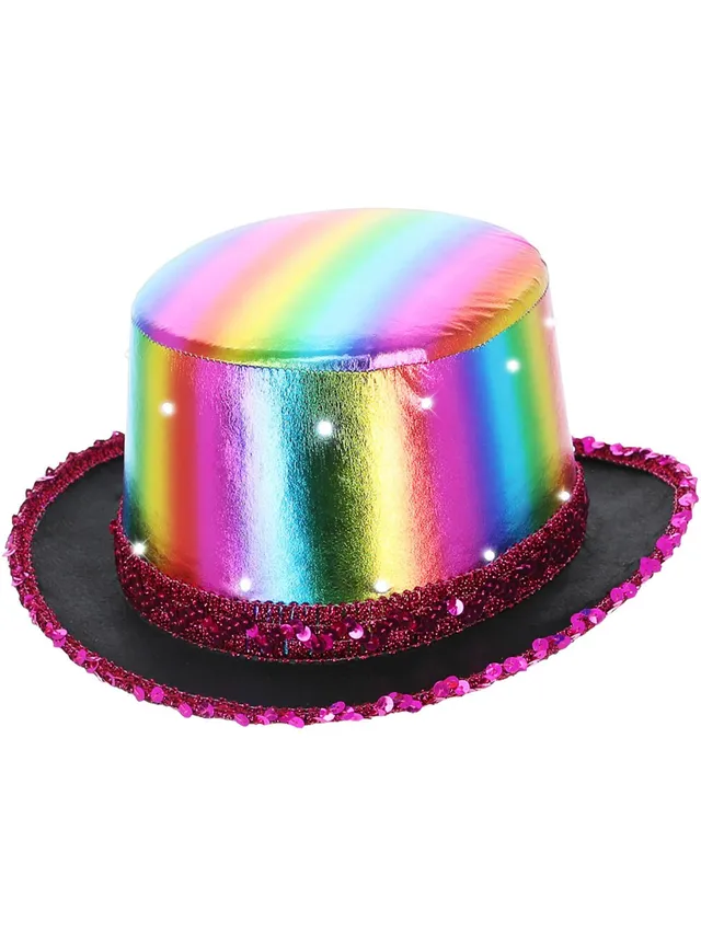 smiffys-fever-led-zylinder-rainbow-metallic-pink image 1