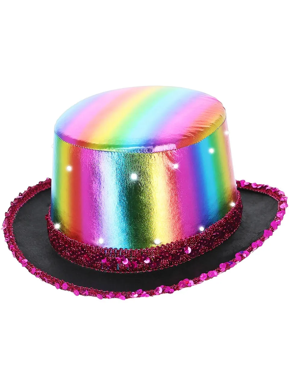 smiffys-fever-led-zylinder-rainbow-metallic-pink image 1