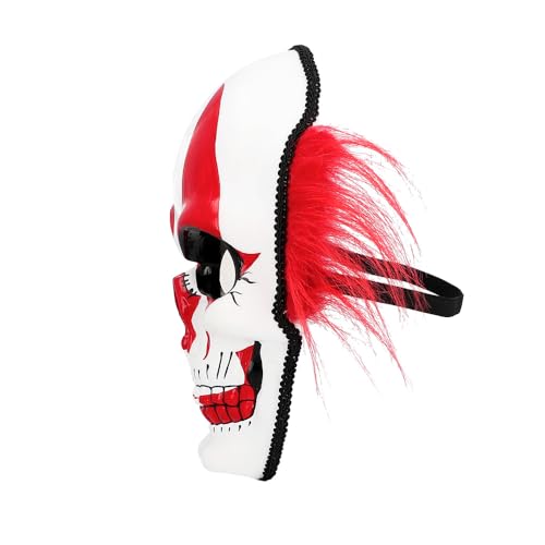 boland-72369-horror-clown-maske-mit-haaren-rot-wei image 7
