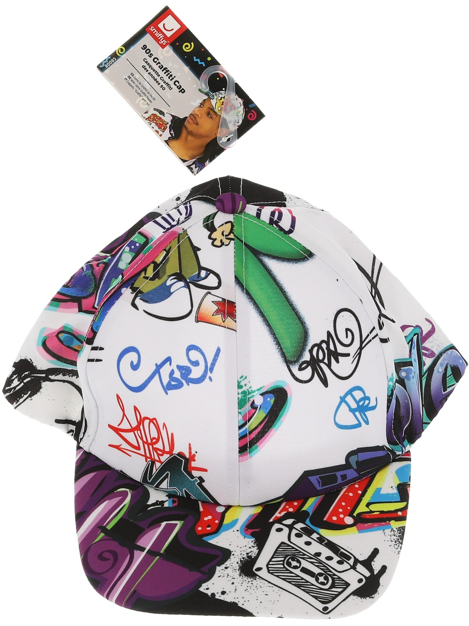 smiffys-fever-90s-graffiti-cap-wei-bunt-einheitsgr-e image 3