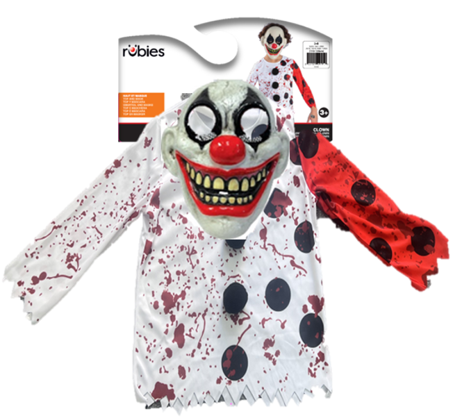 rubies-horror-clown-kost-m-kinder-set-top-maske-halloween image 2