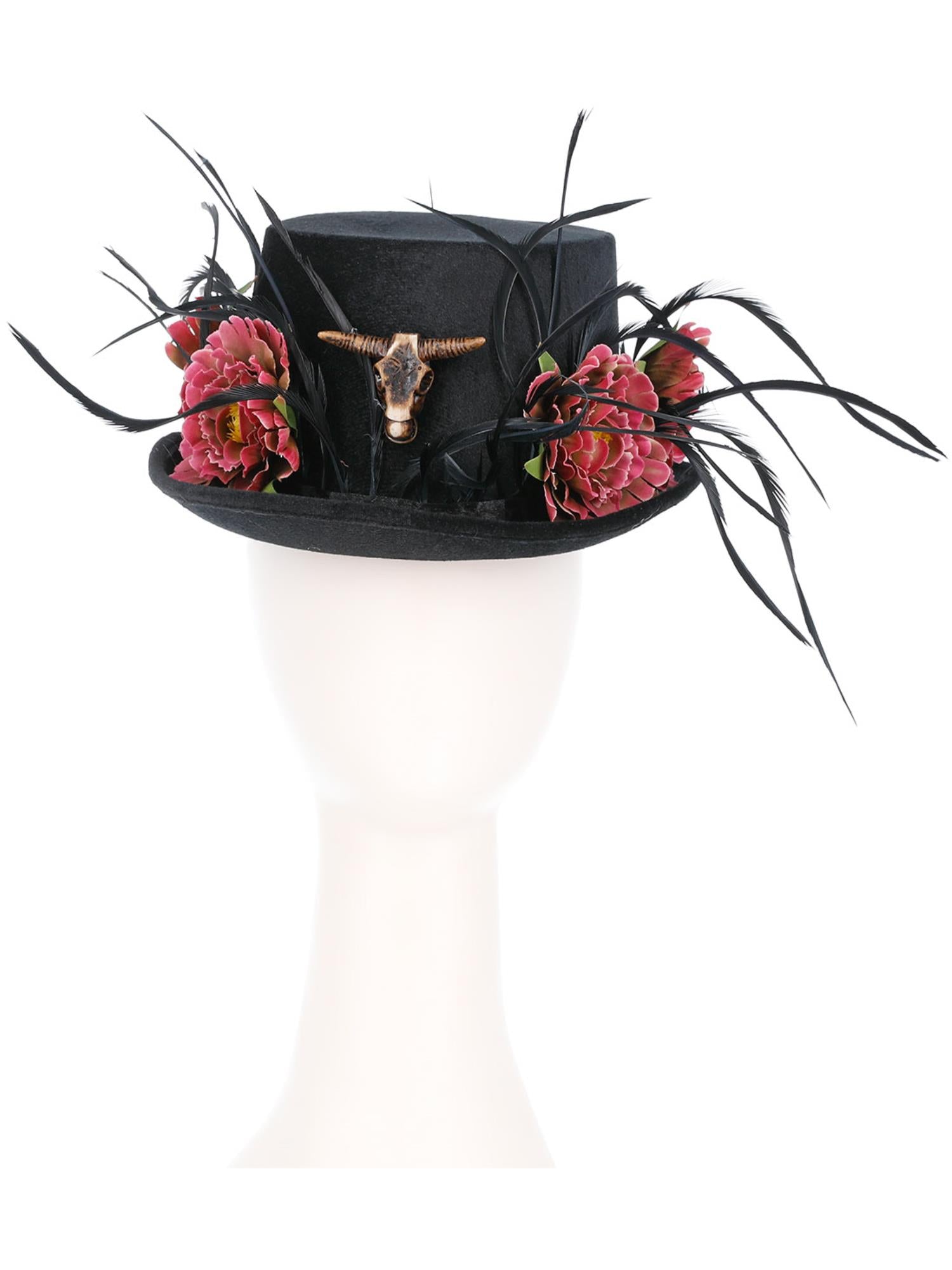 smiffys-fever-floral-horn-zylinder-schwarz-rosa-einheitsgr-e image 2