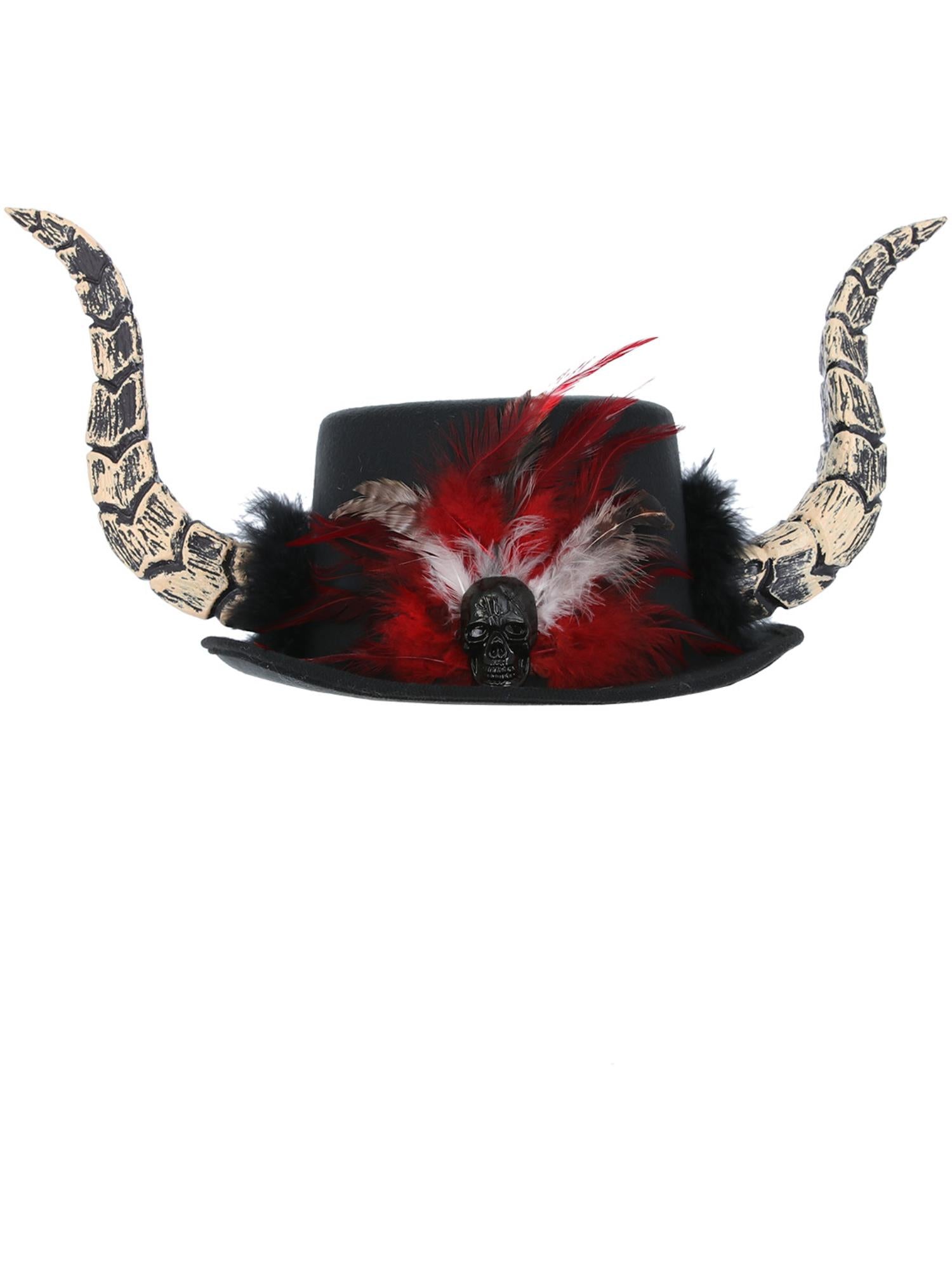 smiffys-fever-voodoo-horn-hut-filzhut-federn-schwarz image 1