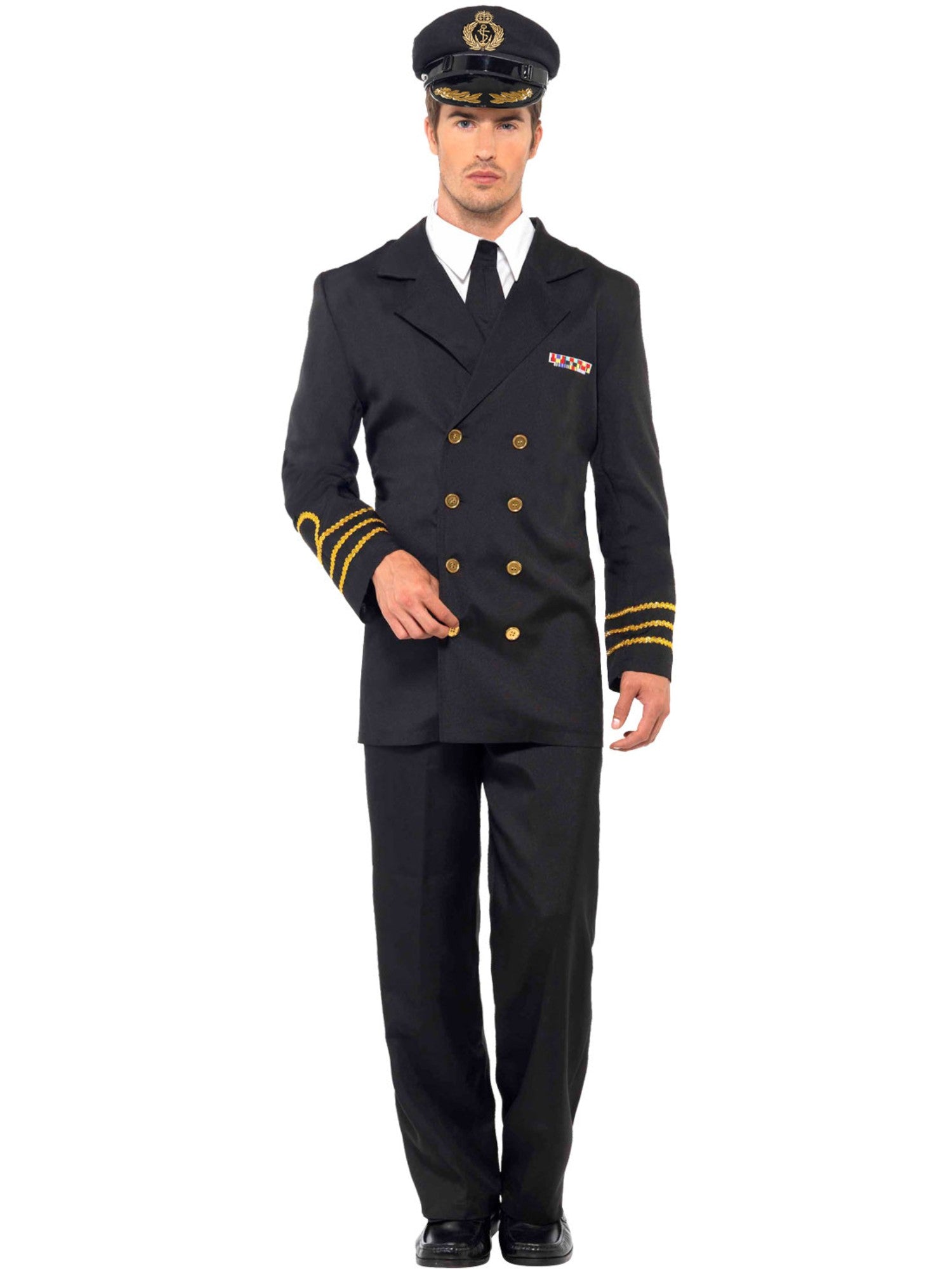 smiffys-fever-navy-officer-kost-m-herren-schwarz-4-tlg image 4