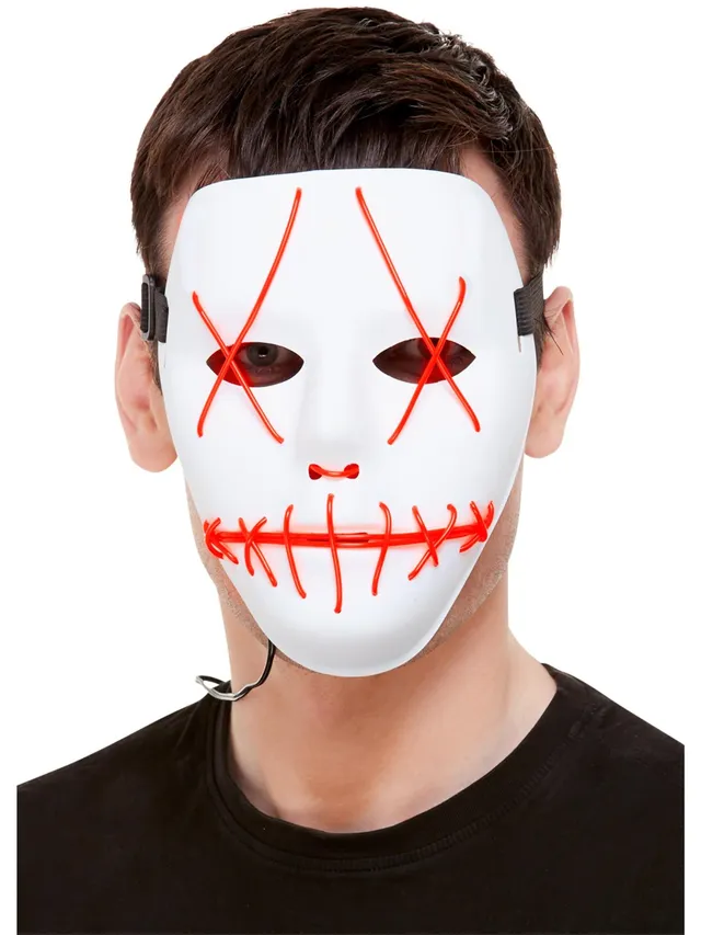 smiffys-fever-stitch-maske-neonpink-leuchtend-wei image 1