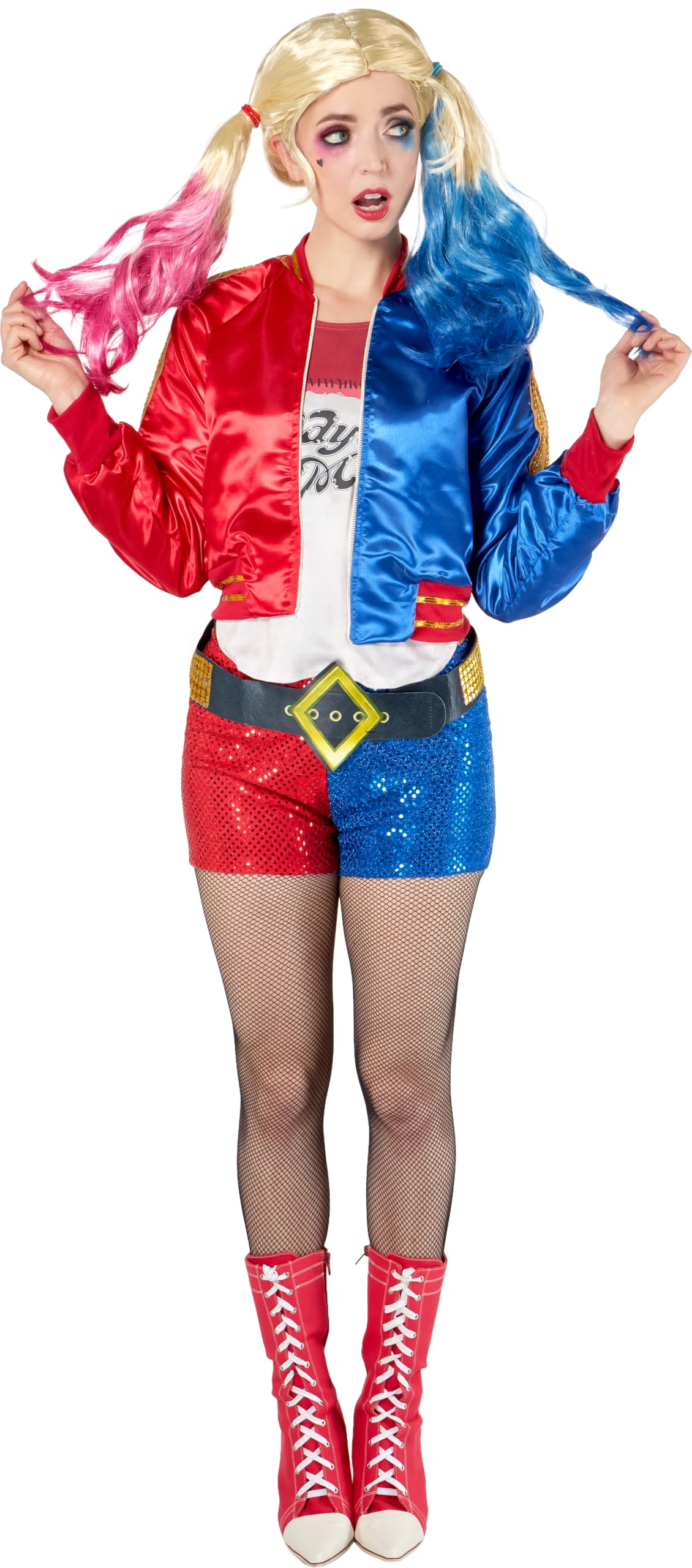 rubie-s-deluxe-harley-quinn-per-cke-blond-pink-blau-erwachsene image 2