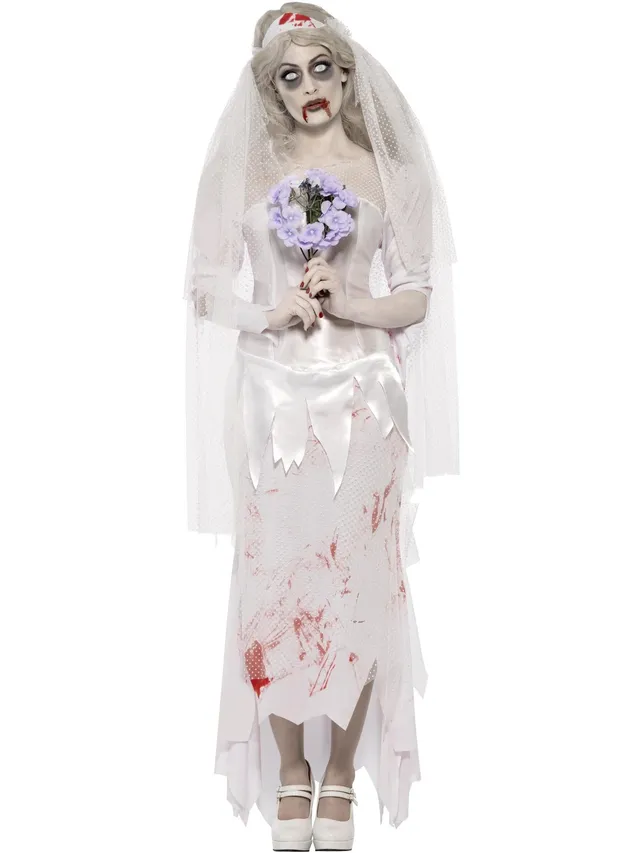 smiffys-fever-zombie-bride-kost-m-wei-s-schleier image 1