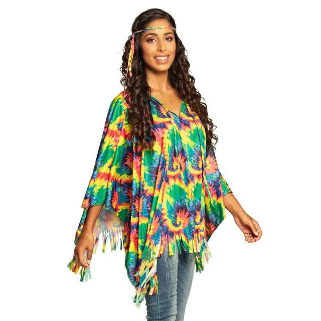 boland-hippie-poncho-batik-mit-stirnband-f-r-erwachsene image 1