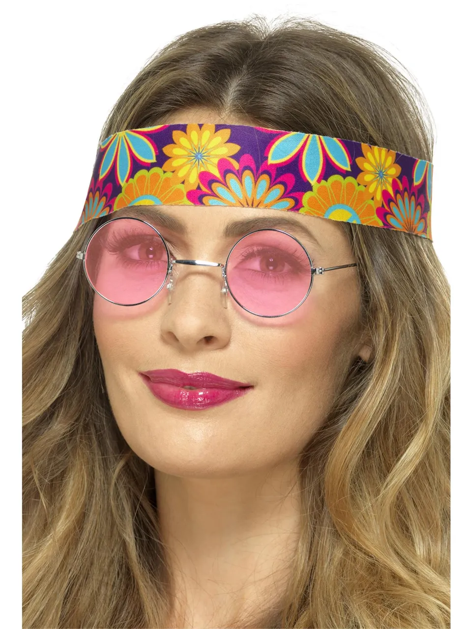 smiffys-fever-hippie-brille-orange-rund-metall-60er image 1