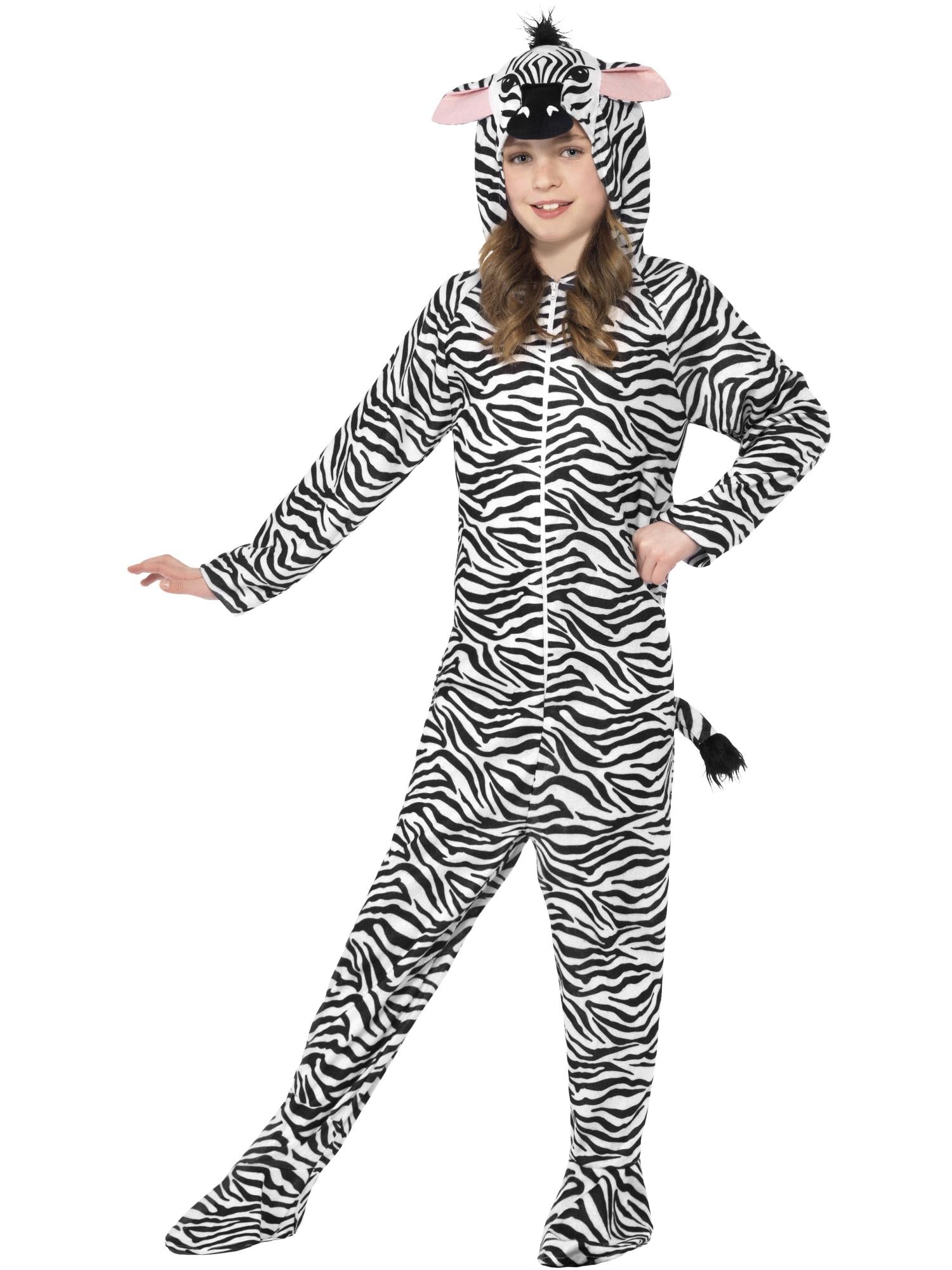 smiffys-fever-zebra-kost-m-kinder-schwarz-wei-overall image 1