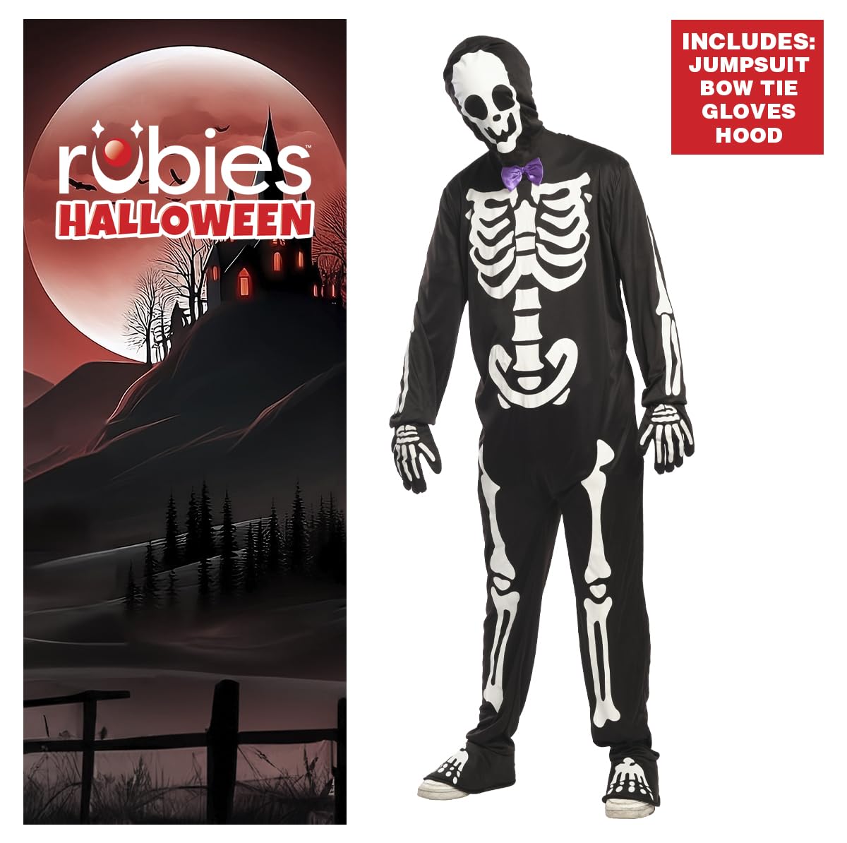rubie-s-deluxe-skelett-kost-m-herren-glow-jumpsuit-handschuhe image 2