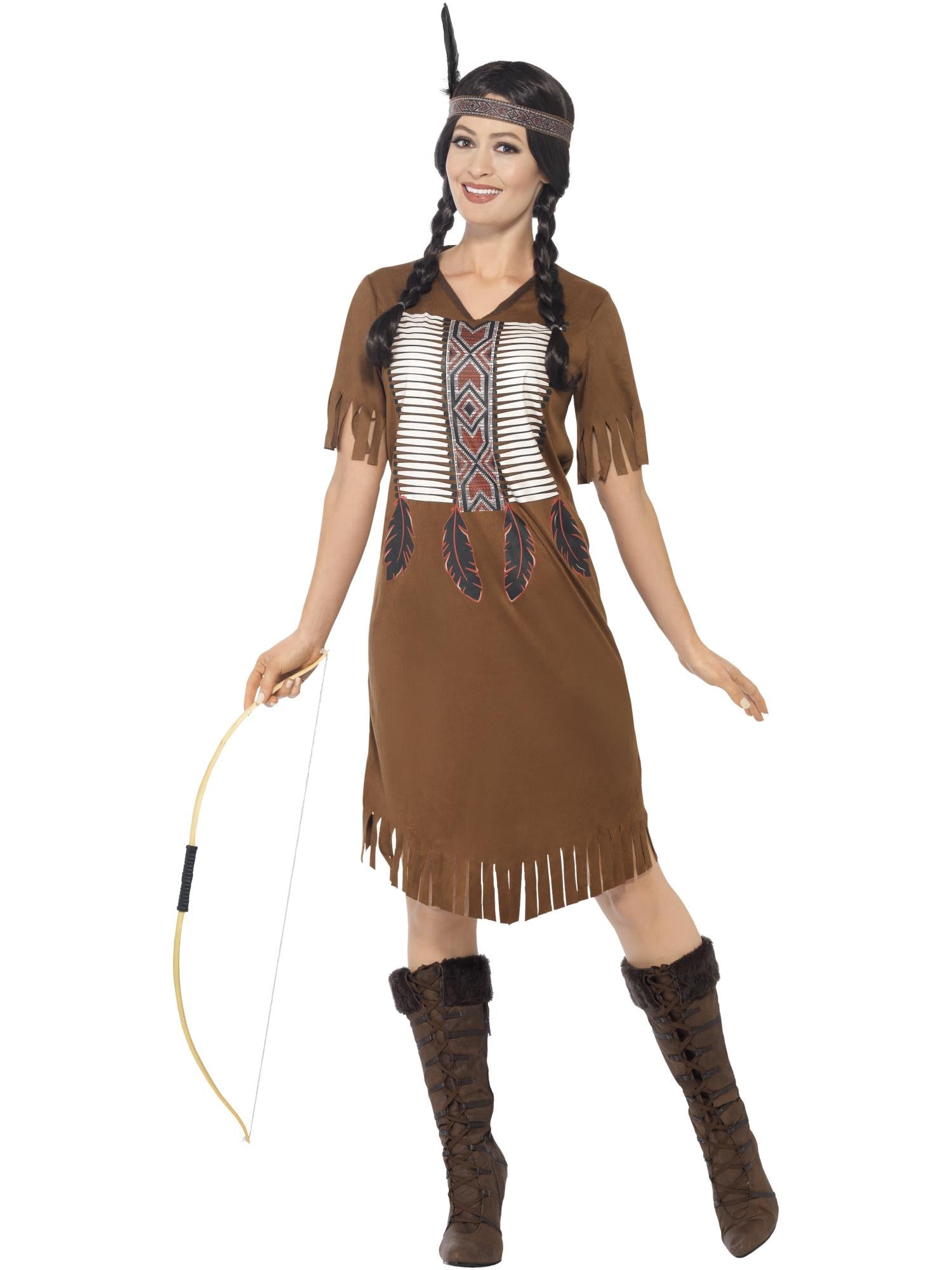 smiffys-fever-indianerin-kost-m-damen-kleid-braun image 1