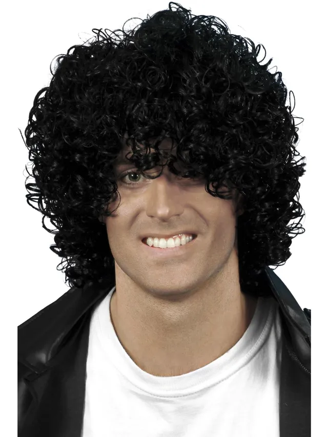 smiffys-fever-afro-per-cke-wet-look-schwarz-lockig image 1