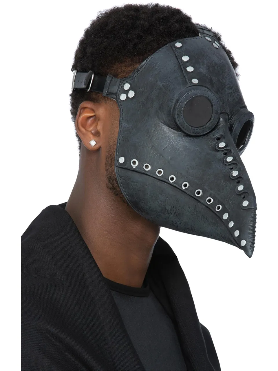 smiffys-makeup-fx-pestdoktor-maske-latex-schwarz-silber image 1