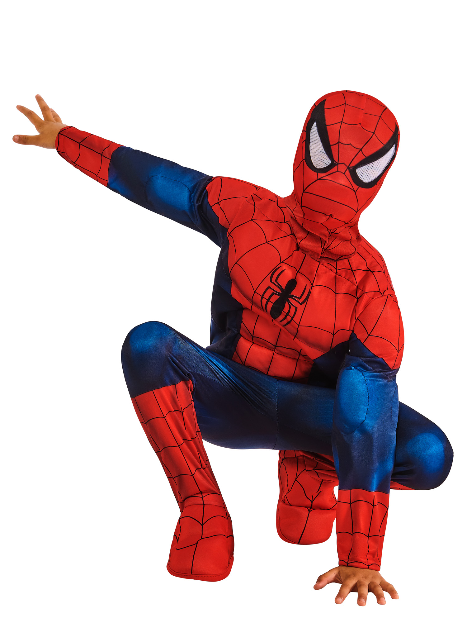 rubies-spider-man-kost-m-luxe-rot-blau-mit-muskeln-maske image 2